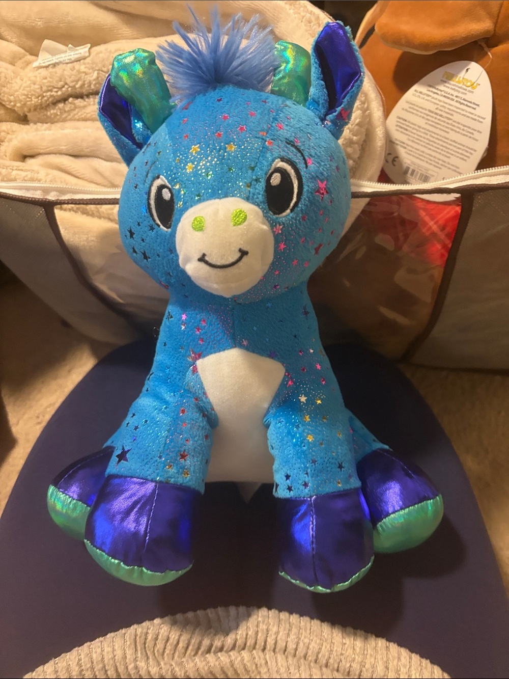 Blue Sparkle Plush Unicorn Stuffed Toy - Kids Toy
